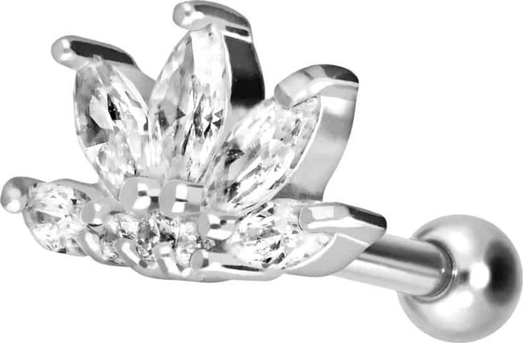 Ohrpiercing Chirurgenstahl Ohrpiercing LOTUSBLÜTE + KRISTALLE