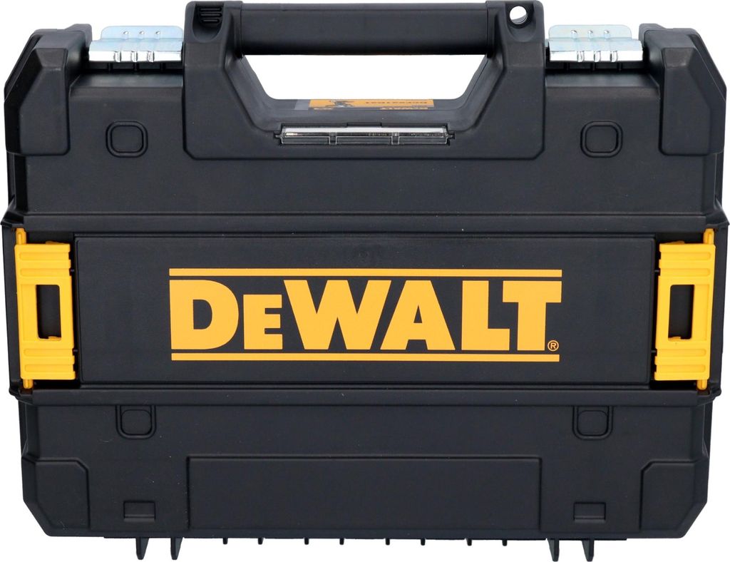 A black and yellow DeWalt tool case.