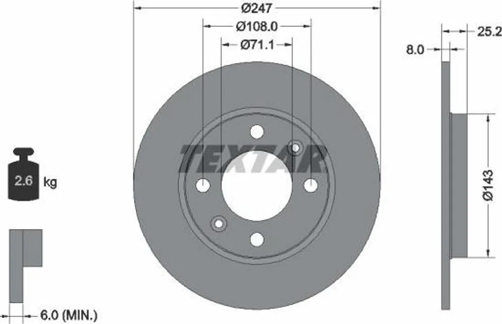 Disque de frein de rechange pour Citroën Saxo Xsara et Peugeot 106 206