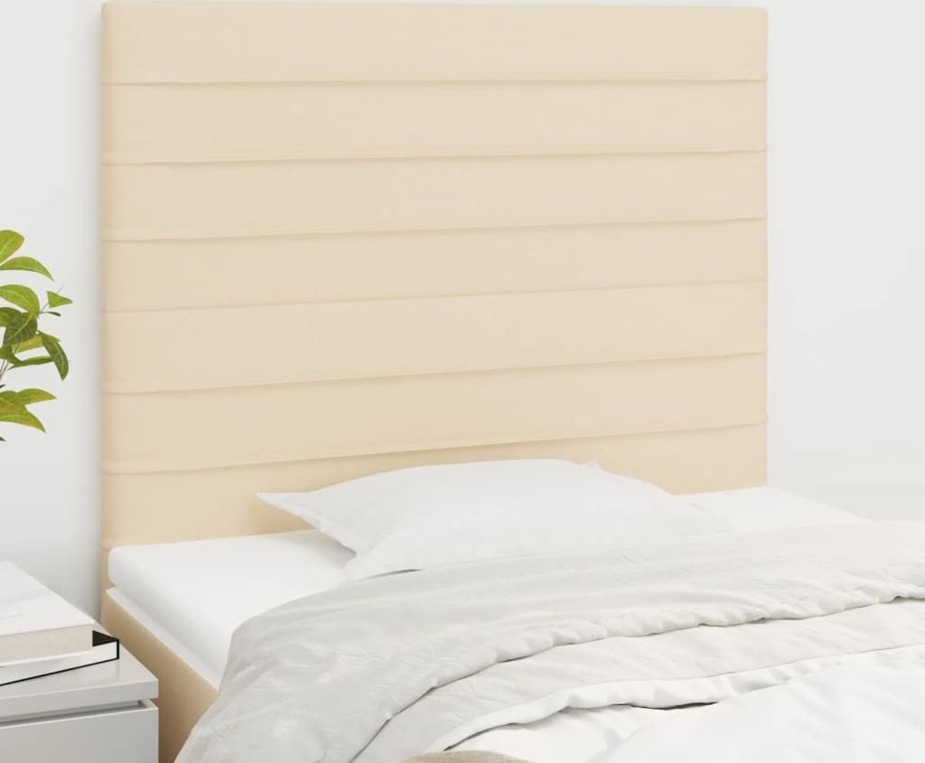 The Living Store Kopfteile 2 Stk. Creme 100x5x78/88 cm Stoff