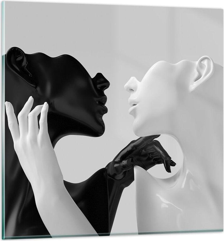 Bilder auf glas - Einteilig - Schwarz Weiß Statue - 70x70cm - Glasbilder - Wandbilder - Bilder - zum Aufhängen bereit - Wanddekoration aus Glas -...