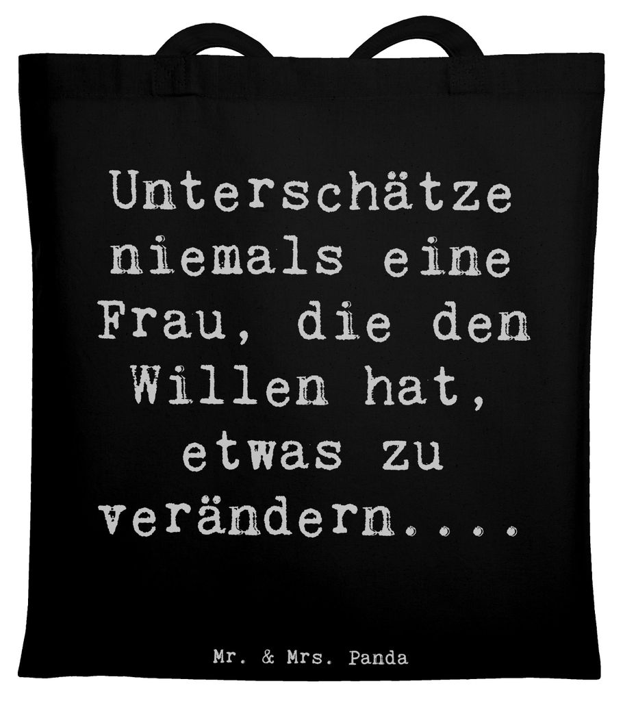 Mr. & Mrs. Panda Jutebeutel Spruch Hoffnung Veränderung - Schwarz - Geschenk, Alltagstasche, Entschlossenheit, Tasche, Motivation, Mut, Zitat, Gef...
