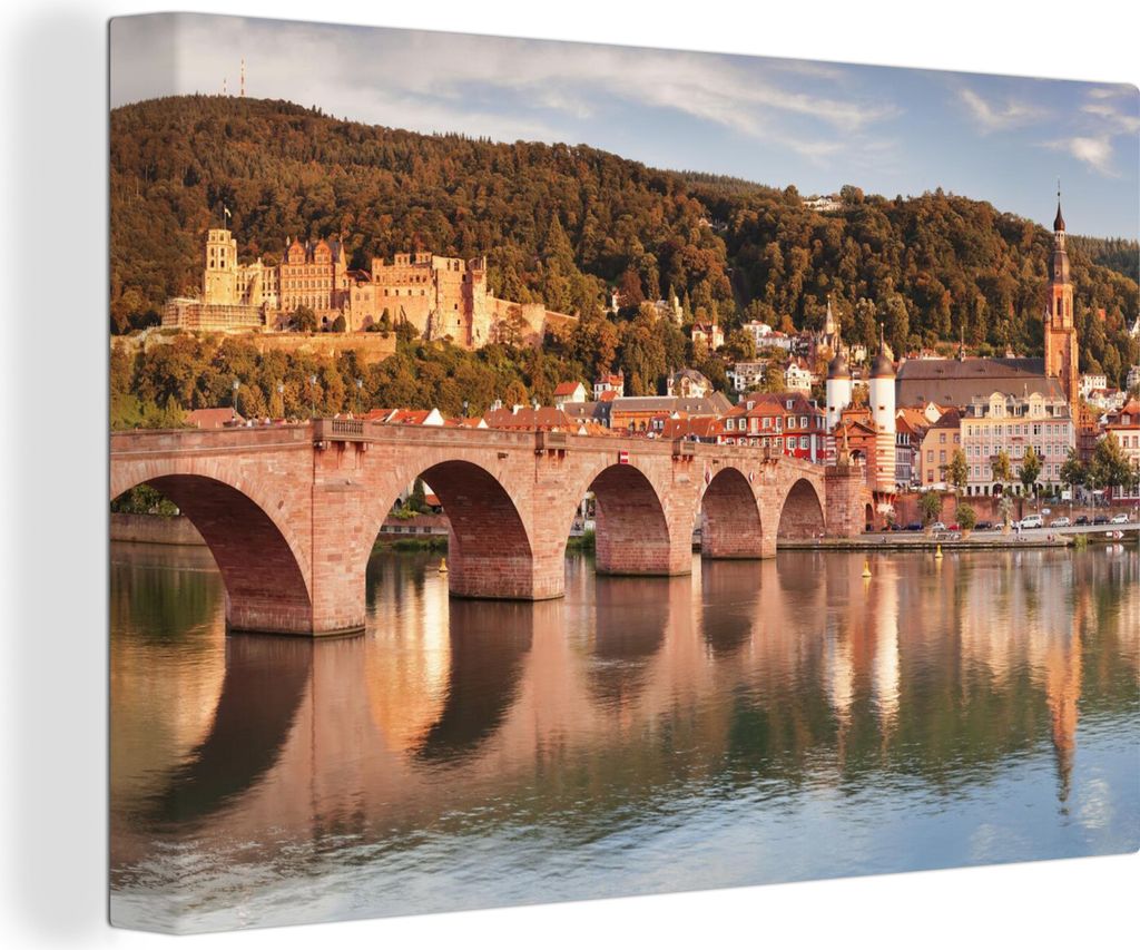 OneMillionCanvasses - Leinwandbilder - 140x90 cm, Heidelberg - Brücke - Wasser, Wandbilder Kunstdruck Wanddekoration - Foto auf Leinwand - Gemä...