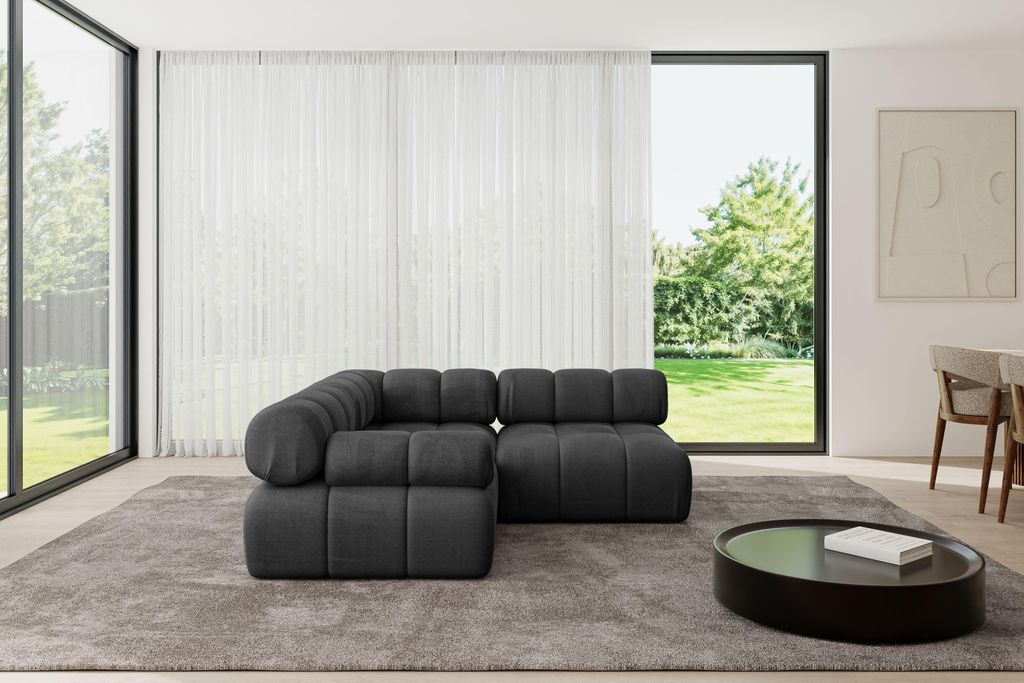 ALTDECOR Modulares Sofa Ecksofa in L-Form - Mende-L1 - 190x190x70 cm Schwarz Corner modular Sofa Eckcouch Couch Wohnlandschaft Cauchsofa Polstersofa