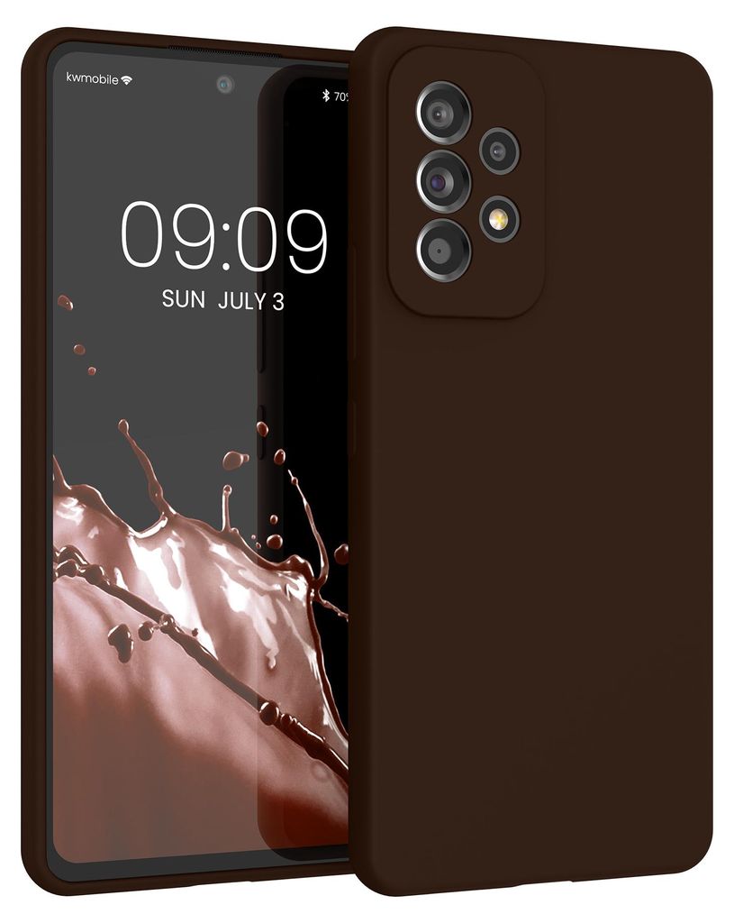 kwmobile Handyhülle für Samsung Galaxy A53 5G Hülle - Case Silikon - Kabelloses Laden - Schutzhülle Cover in Chocolate