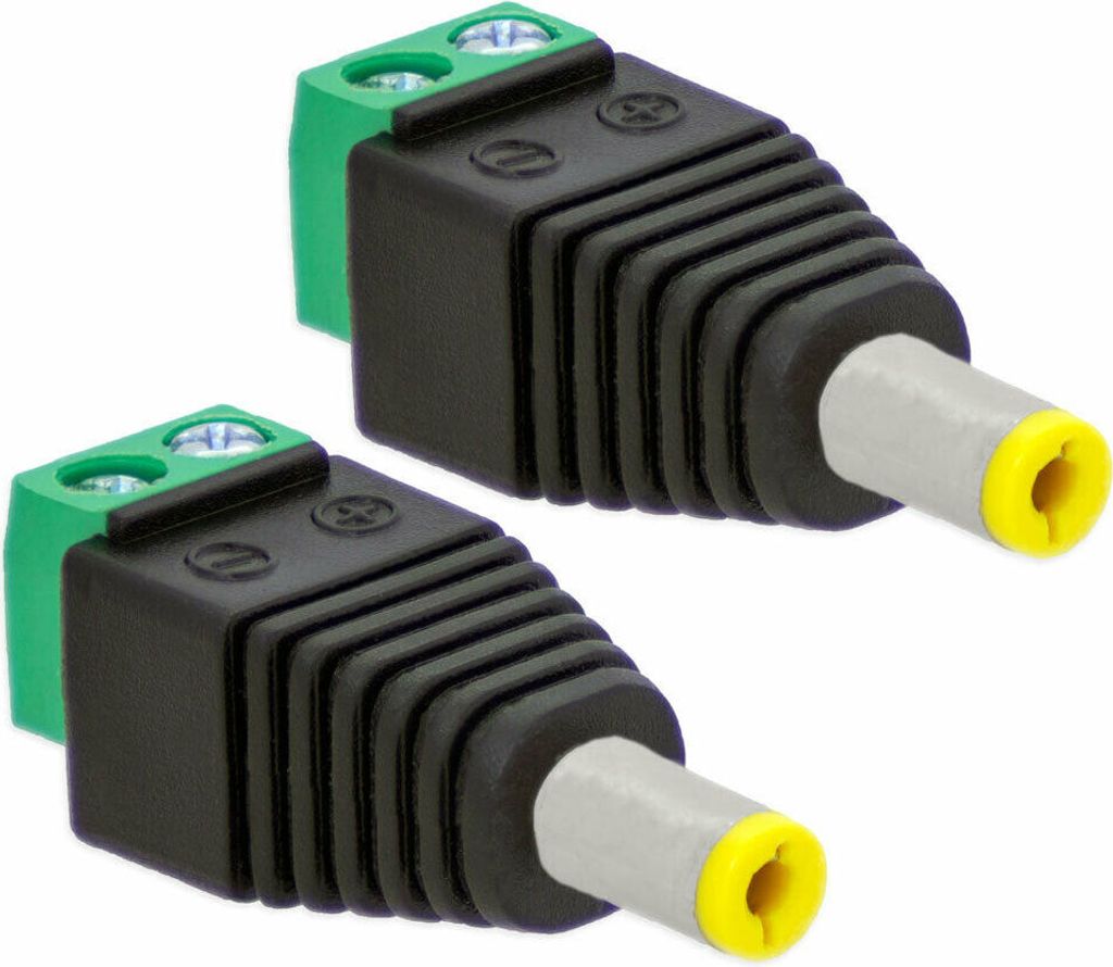 2X DC Stecker Hohlstecker 5,5 mm - 2,1mm Adapter > Terminal Block 2 Pin Schraubbar
