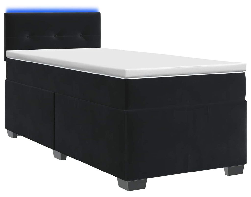 vidaXL Boxspringbett mit Matratze und LED Schwarz 90 x 200 Produktbild 