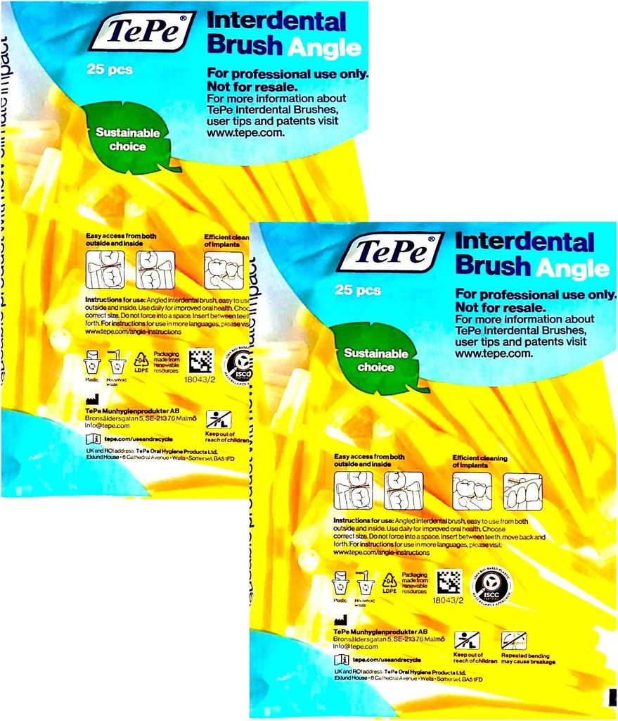 2x TePe Angle Interdentalbürsten gelb 0,7 mm - Multipack 2x 25 Stück