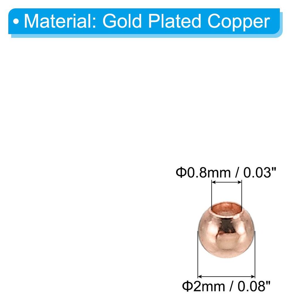 2mm Gold gefš¹llte Abstandshalterperlen fš¹r Schmuckherstellung, 100er Packung Metallrunde Perlen aus Messing fš¹r Armb?nder Ohrringe Halsket...