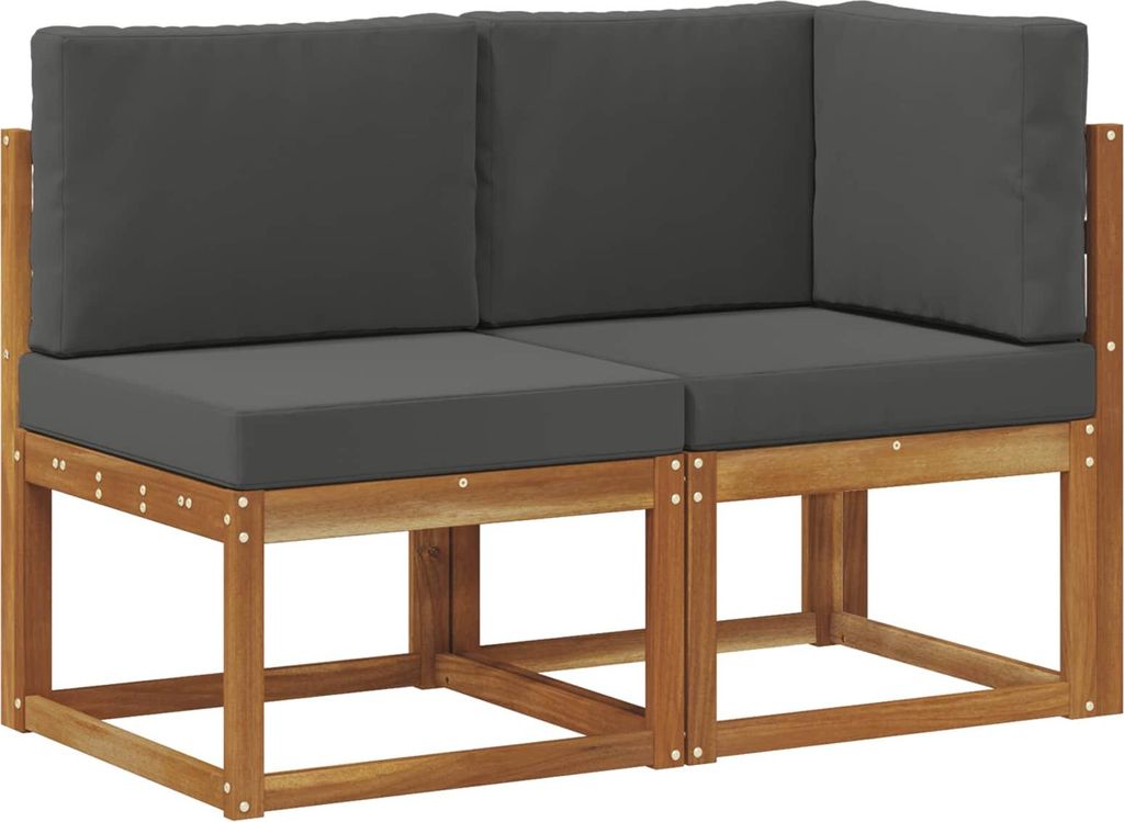 vidaXL Outdoor Mittel- und Ecksofa 2 Stück Natur und Anthrazit