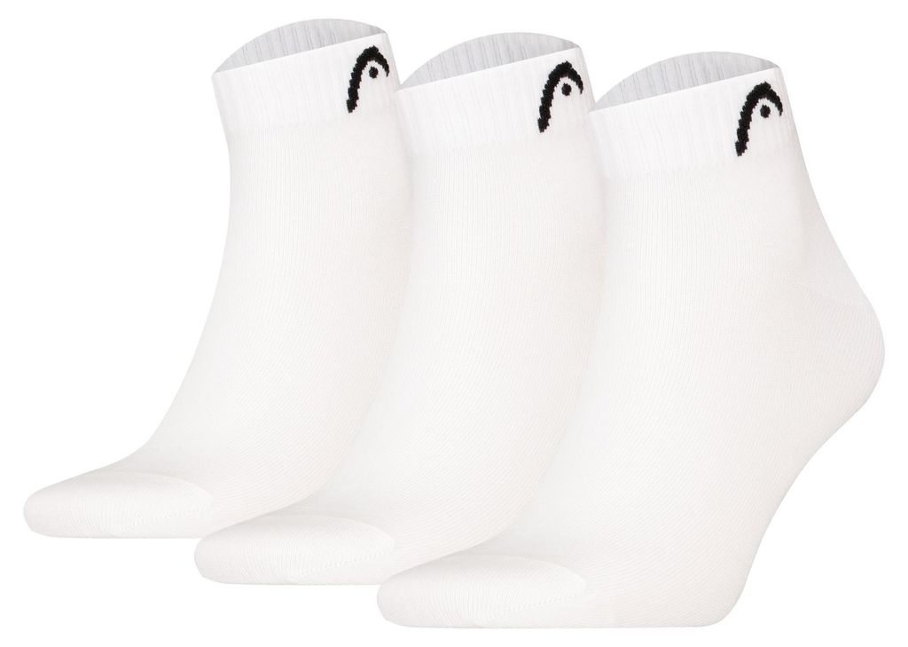 HEAD Uni Quarter Socken, 3er Pack - All Sports Training Quarter 3P, Logo, einfarbig Weiß 43-46