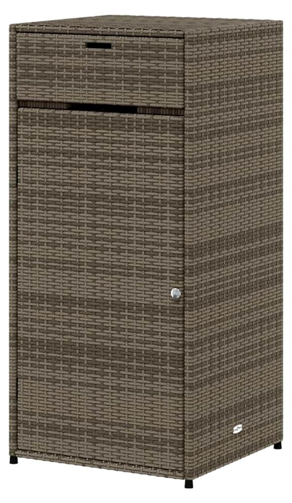 Gartenschrank Grau 55x55x111 cm aus Poly Rattan mit viel Stauraum, Beistellschrank mit Türen, Balkonschrank
