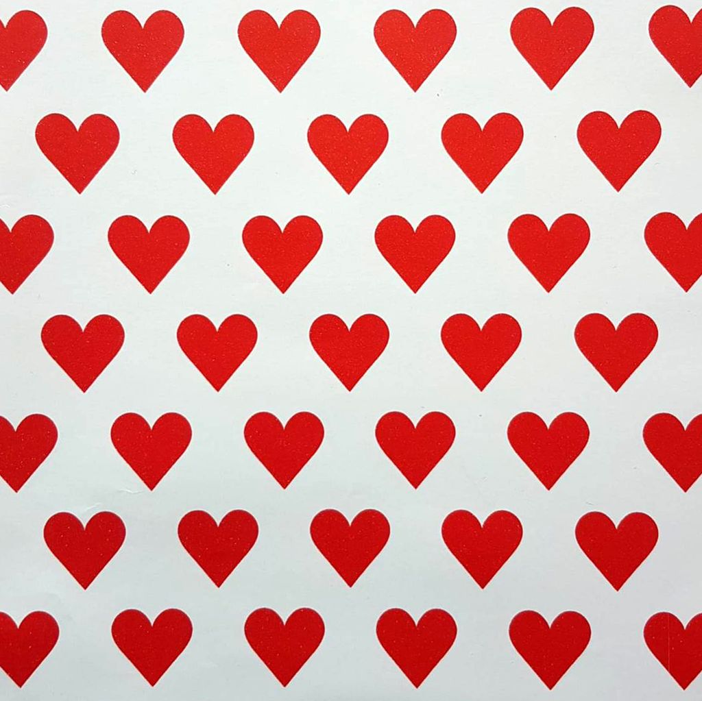Geschenkpapier Herzen 70cm x 2m Rolle rot / weiß Produktbild 