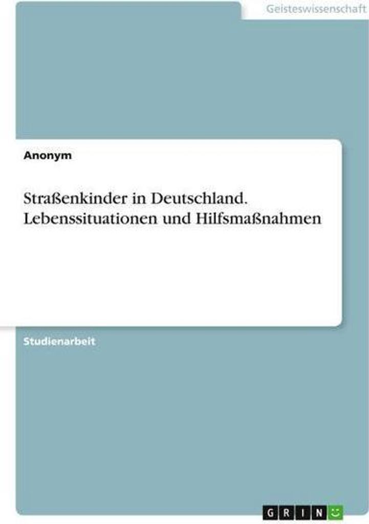 Straßenkinder in Deutschland. Lebenssituationen und Hilfsmaßnahmen