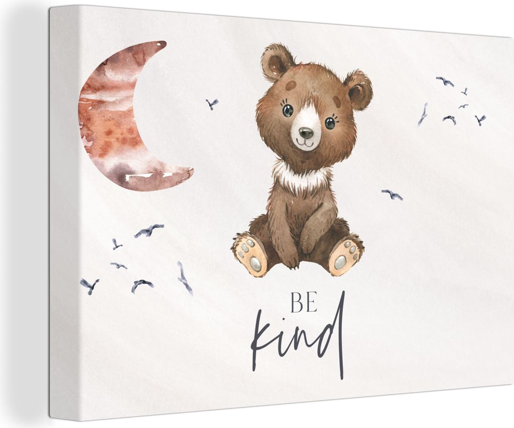 OneMillionCanvasses - Leinwandbilder - 150x100 cm, Sprichwörter - Kind sein - Kinder - Teddybär - Aquarell, Wandbilder Kunstdruck Wanddekoratio...