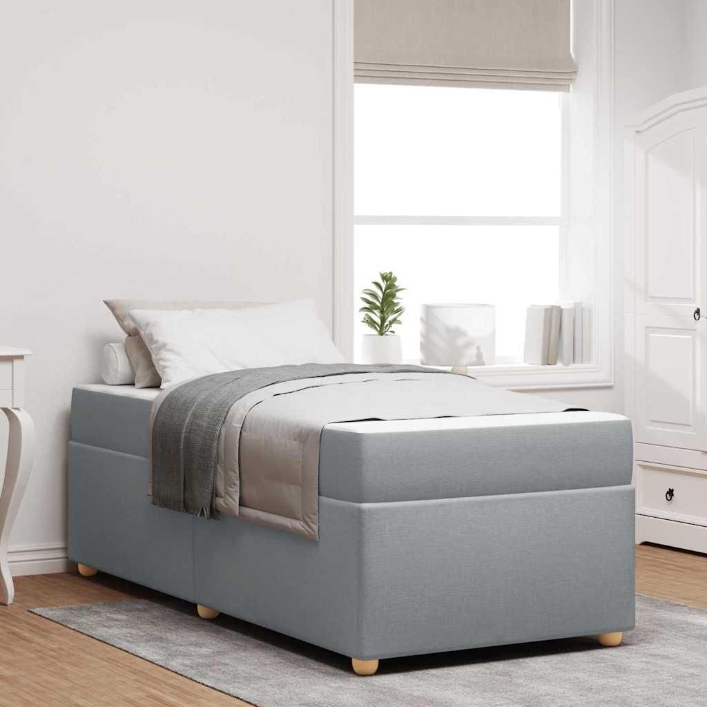 Maison Exclusive - Bettrahmen mit Matratze Hellgrau 90 x 200 cm Stoff