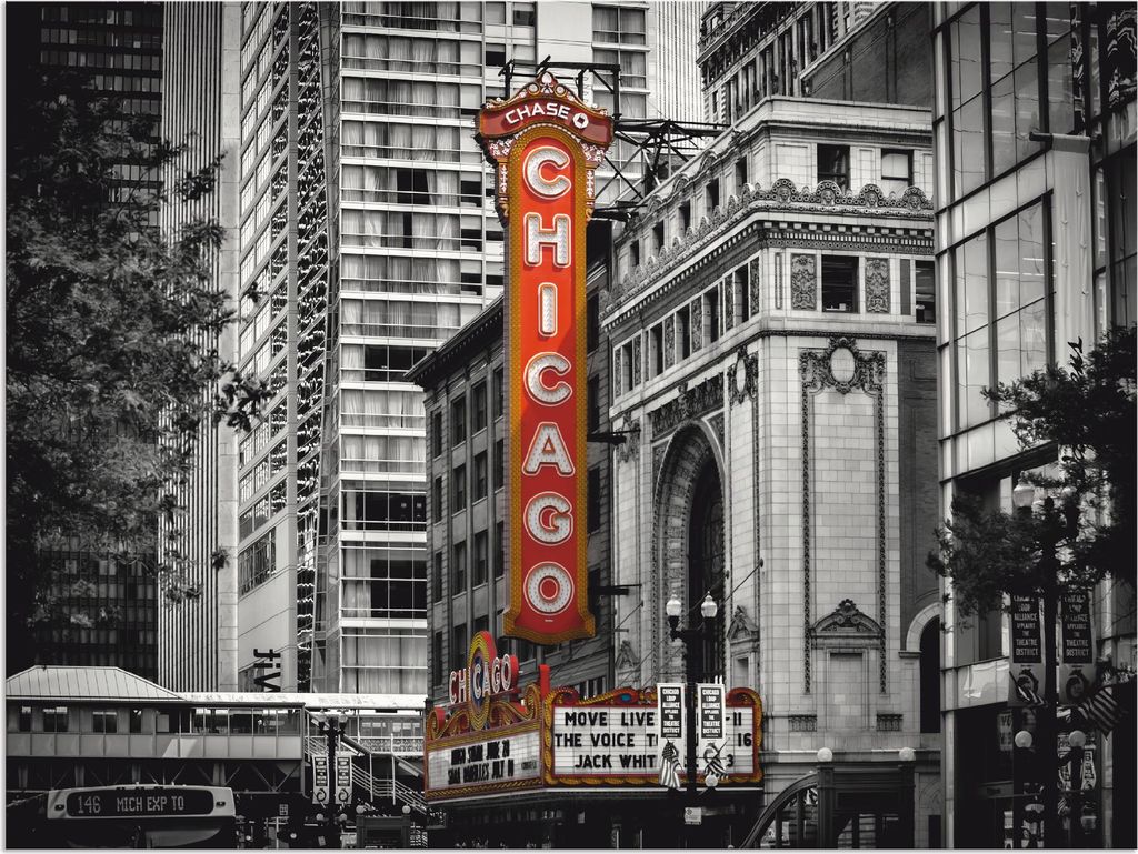 ARTland Wandbild Alu für Innen & Outdoor Chicago I Größe: 80x60 cm