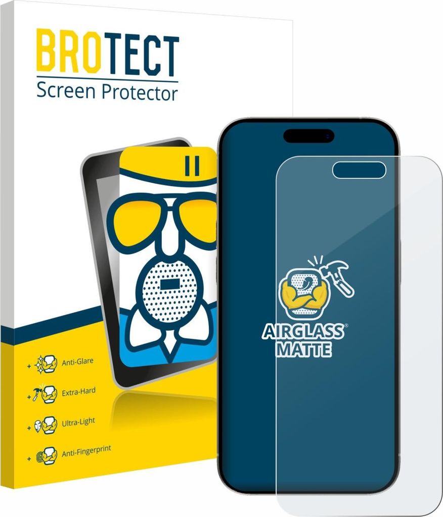 BROTECT Entspiegelungs Schutzglas für Apple iPhone 15 / 15 Pro Schutzfolie Panzer Folie Glas Display Schutz matt