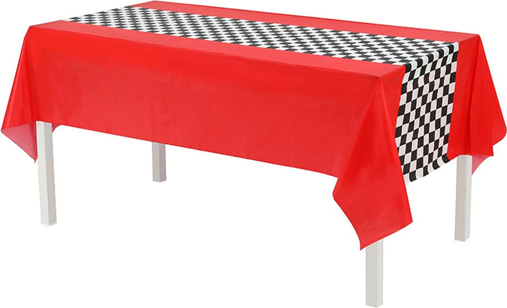 Tischdecke, leicht, tragbar, klassischer Retro-Rennwagen-Stil, Tischdecken für Rennsportfans, Auto-Party-Dekoration, Rot, 3-teilig