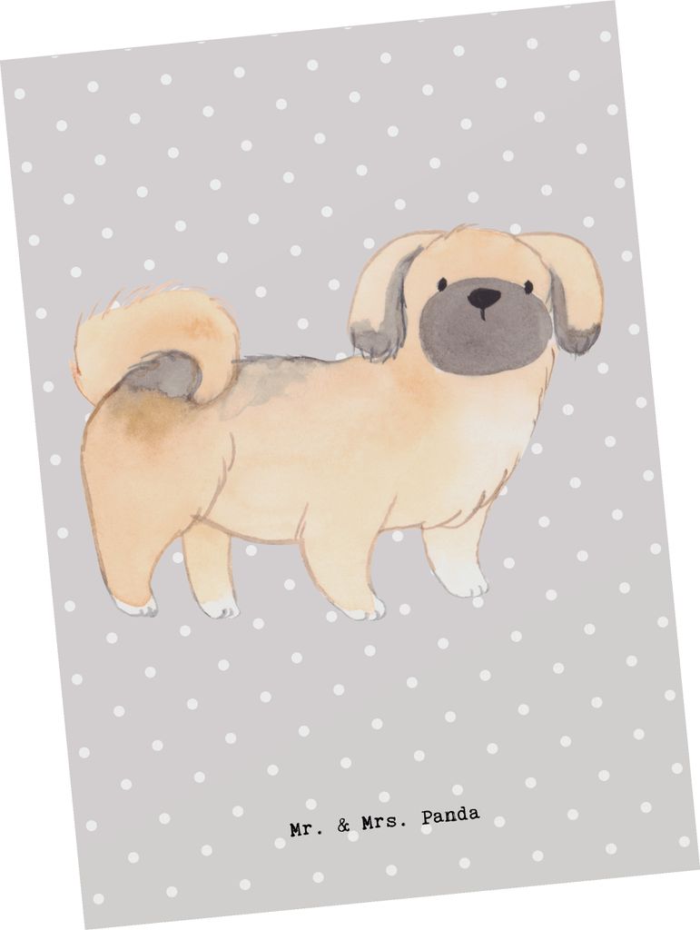 Mr. & Mrs. Panda Postkarte Pekingese Lebensretter - Grau Pastell - Geschenk, Ansichtskarte, Postkarten, Peking-Palasthund, Grußkarte, Pekinese, An...