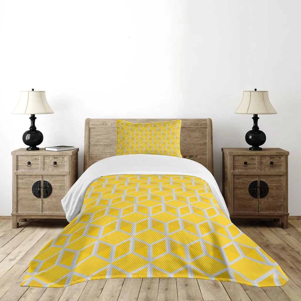 Set Letto ABAKUHAUS 170x220 cm Grigio Giallo - Miglior Prezzo