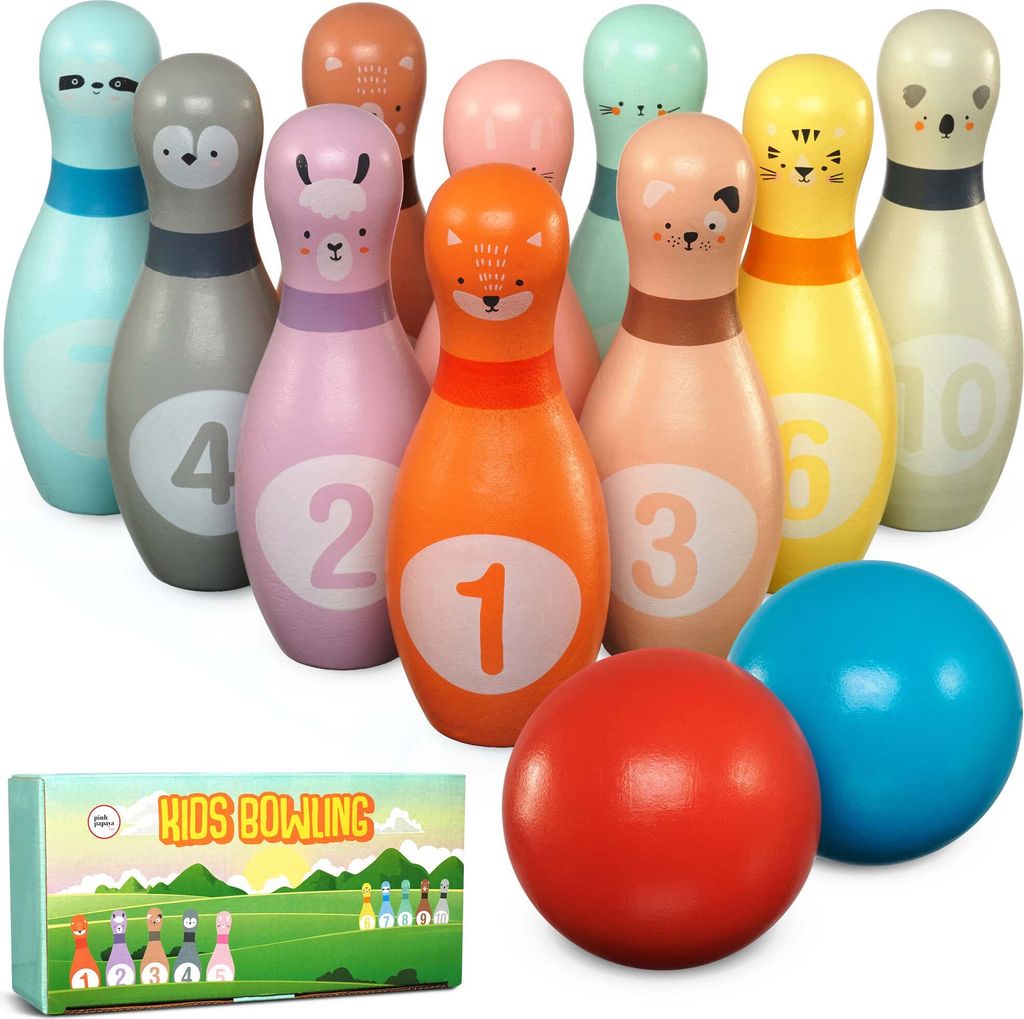 Pink Papaya Kegelspiel Bowling 12 teiliges Kegel Set für Kinder