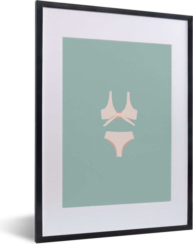 MuchoWow Gerahmtes Poster Sommer - Bikini - Abstrakt 30x40 cm - Poster mit Schwarzem Bilderrahmen Wandposter Rahmen Foto Bilder - Wandposter Schl...