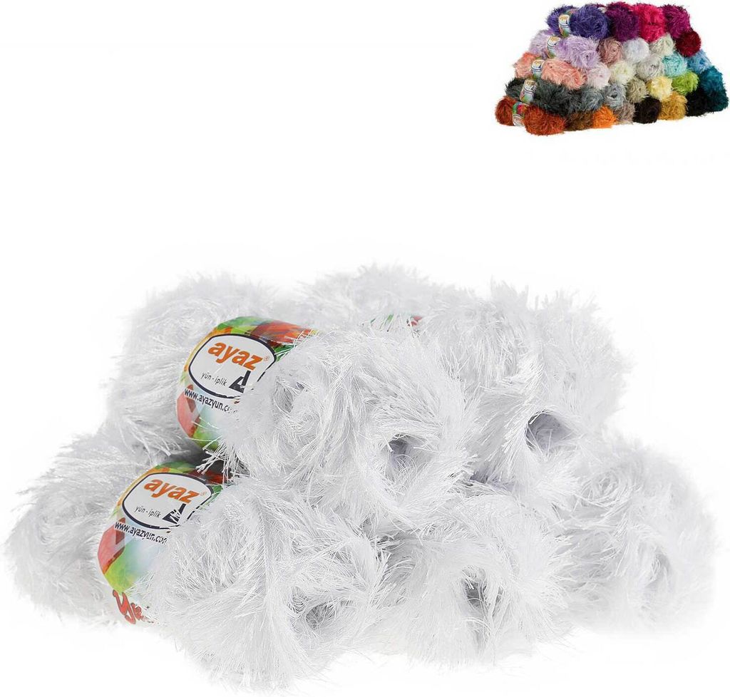 Fransen-Strickgarn Yumos 5 Knäuel je 150m/100g Strickgarn Wolle Strickwolle