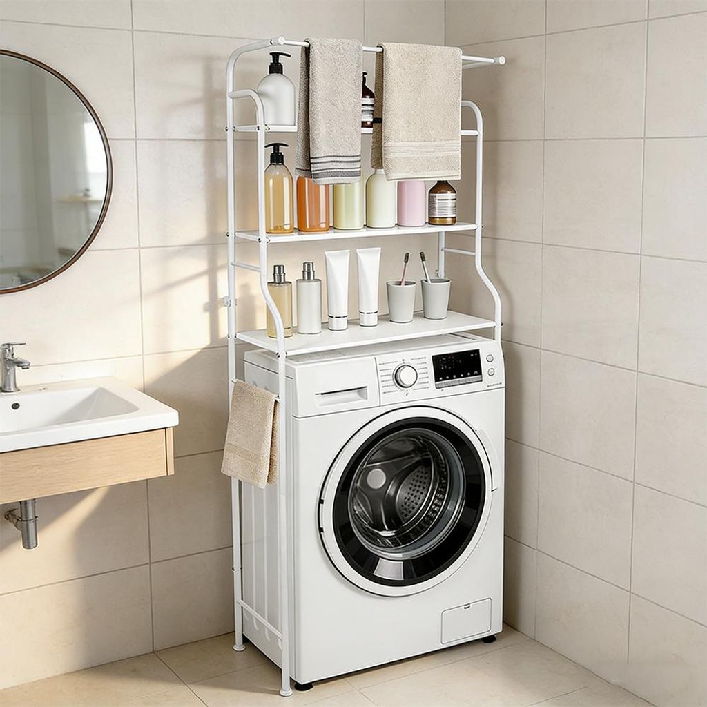 WC Regal über Waschmaschine Toilette Mit Handtuchstange Produktbild 