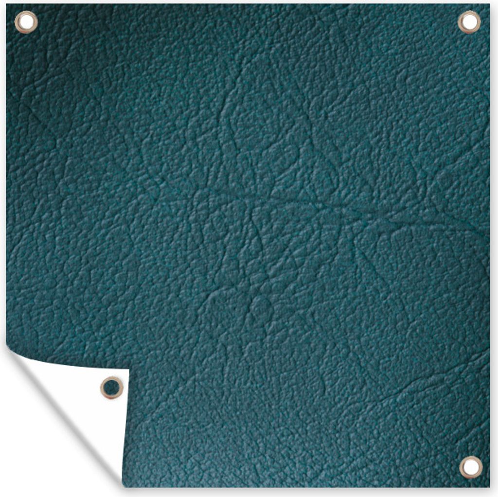 MuchoWow 50x50 cm Outdoor-Poster Gartendeko Sichtschutz Garten Poster für den Garten Leder - Lederoptik - Grün - Blau