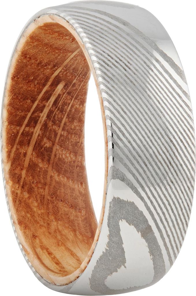 Holzkern Herren-Ring Edelstahl Sumo Eiche/Damast, 64/20,4