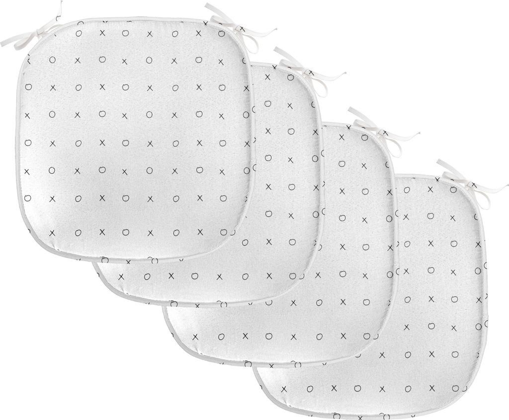 ABAKUHAUS Xo Polster für Esszimmerstühle, Geometrische Monochrome Spiel, Dekoratives wasserfestes Kissen mit Riemen für Küchensitze, 40 cm x 40...