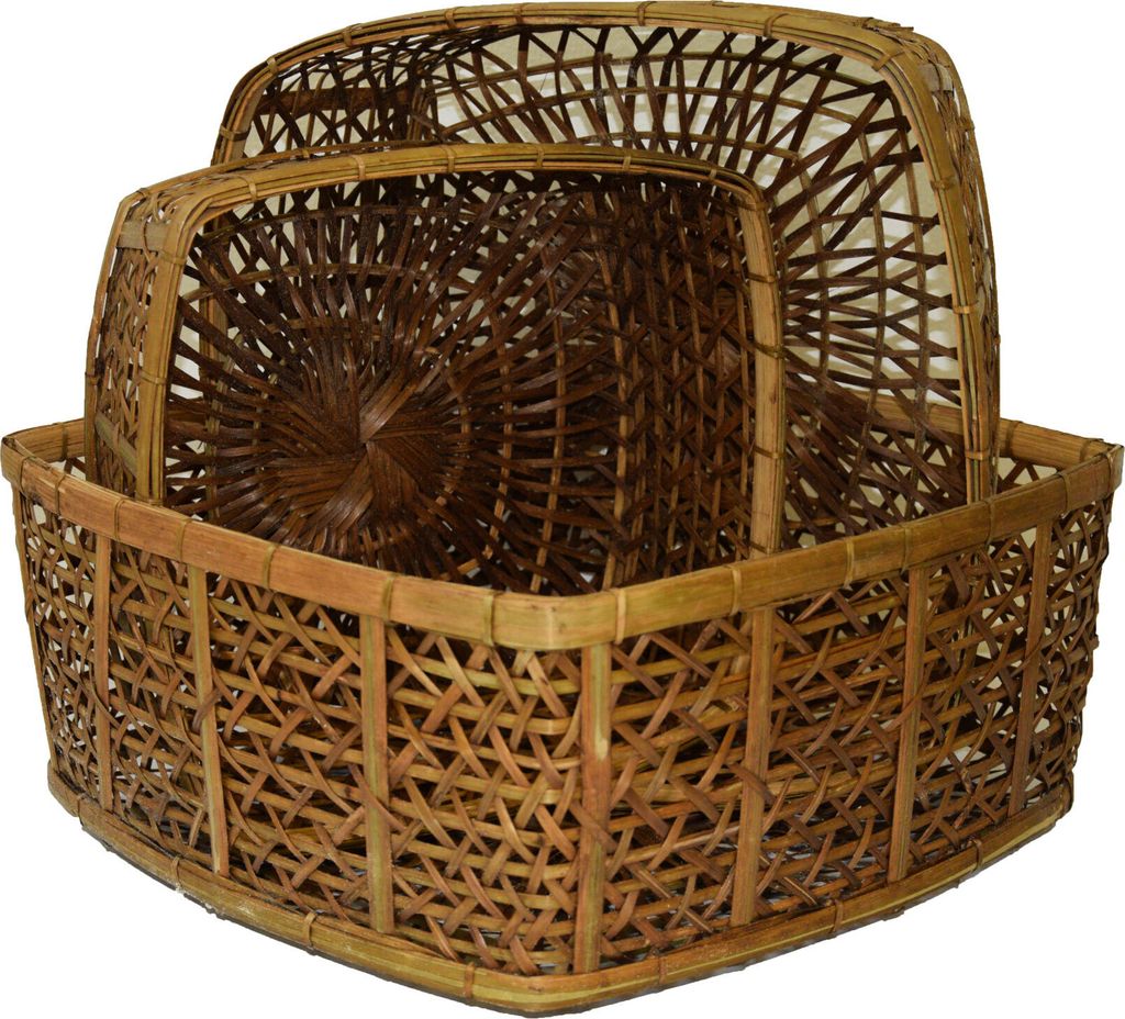Rattankorb Obstschale Korb aus Rattan und Bambus handgefertigtes Unikat, 3 Set