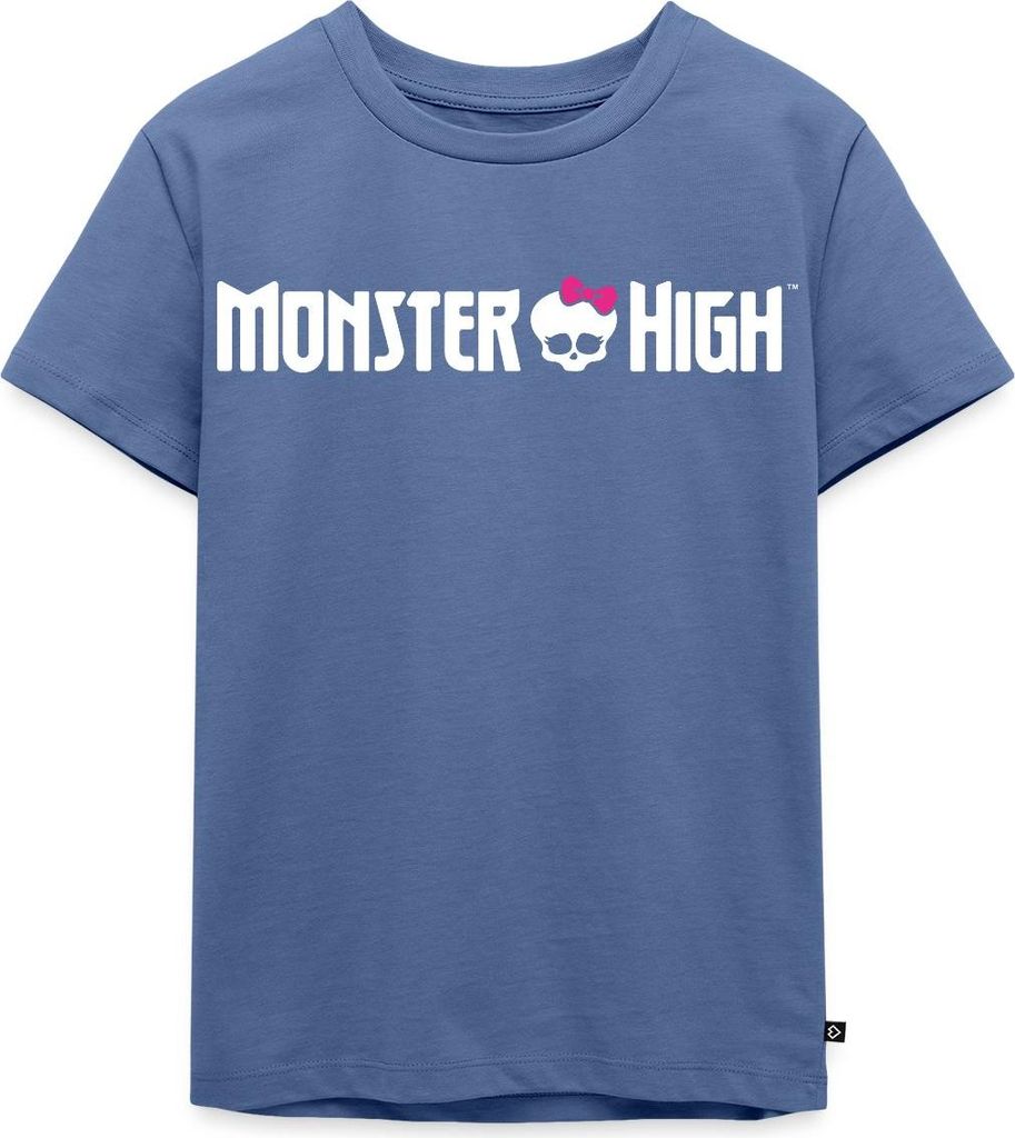 Spreadshirt Monster High Offizielles Logo Mit Totenkopf Kinder Premium T-Shirt, 110/116 (4 Jahre), Taubenblau