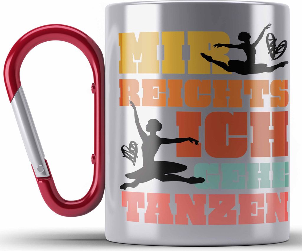 Trendation - Ballett Ballerina Tänzerin Edelstahl Tasse Karabiner Mädchen Geschenk Frauen Tanzen Geschenkidee Karabiner Edelstahl Tasse Karabiner...