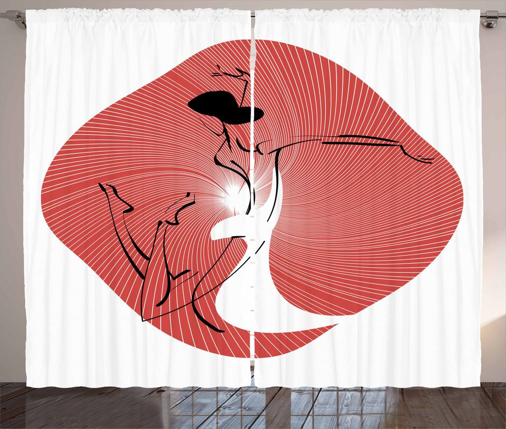 ABAKUHAUS Ballett Rustikaler Vorhang, Tänzerin Gezeichnet von Linien Artsy, Wohnzimmer Universalband Gardinen mit Schlaufen und Haken, 280 x 225 c...