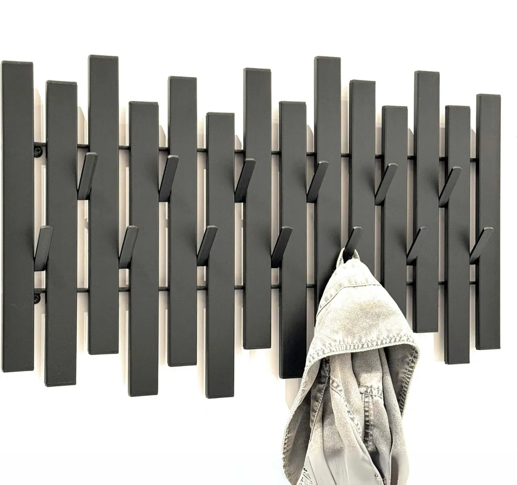 DanDiBo Portemanteau mural Noir Métal 96637 avec Barre de Penderie