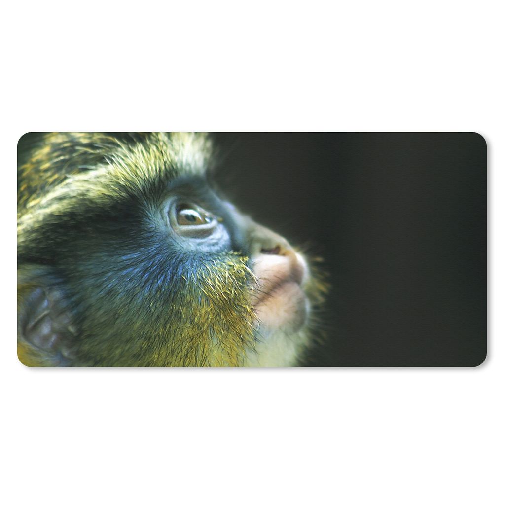 MuchoWow Schreibtischunterlage Affe - Fell - Schwarz 80x40 cm - XXL Mauspad - Gaming Mauspad