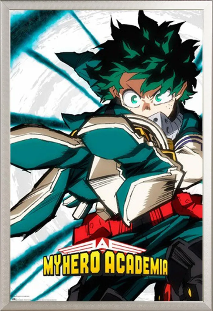 Affiche Encadrée Izuku Midoriya My Hero Academia Cadre Alu Argenté