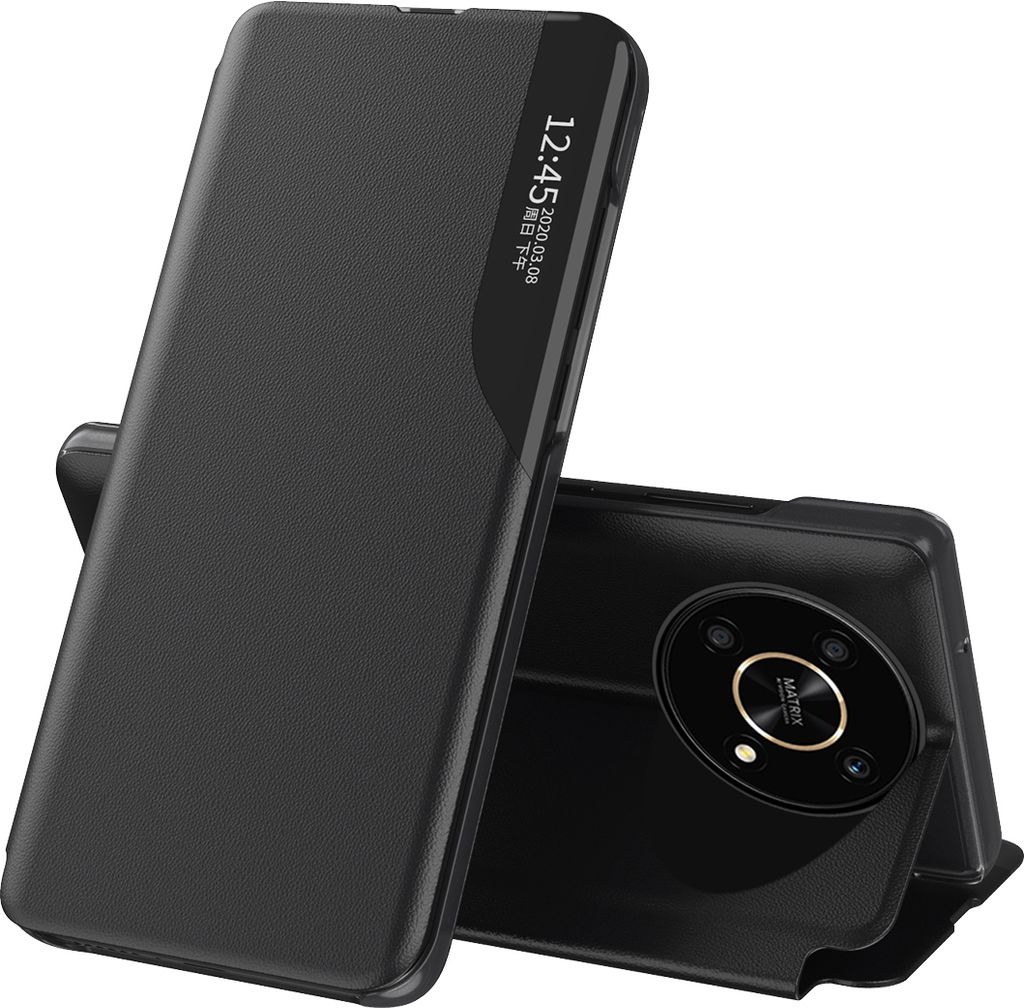 Hülle für Honor X9 Smart View Fenster Flip Stand Cover Kunstleder Schutzhülle für Honor X9 Schwarz