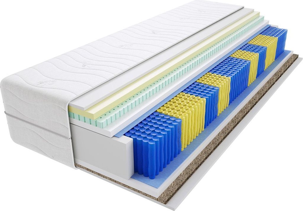 Matratze 195x210 cm Doppelmatratze, H3 & H4 Federkernmatratze, Taschenfederkernmatratze 22 cm Hoch Latex Visco Memory Seegras Hypoallergene, HR-Sch...