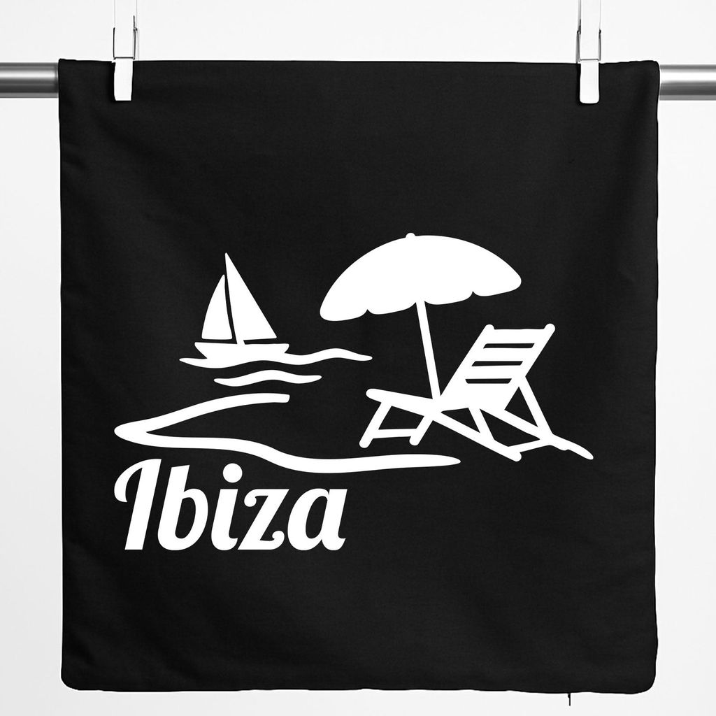 Huuraa Kissenbezug Ibiza Spanien 40x40cm Black Baumwolle Dekokissenbezug Geschenkidee
