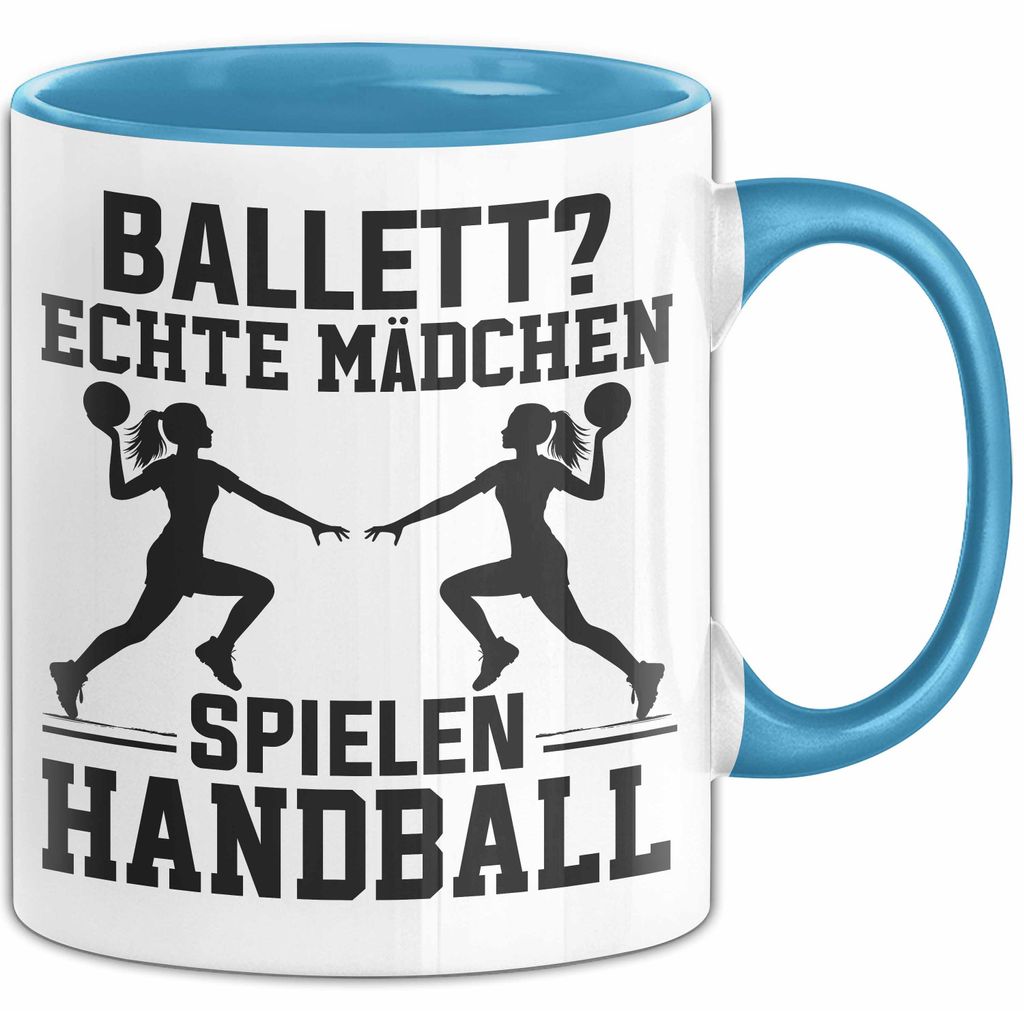 Handball-Spielerin Tasse Geschenk Frauen Ballett Echte Mädchen Spielen Handball (Blau)