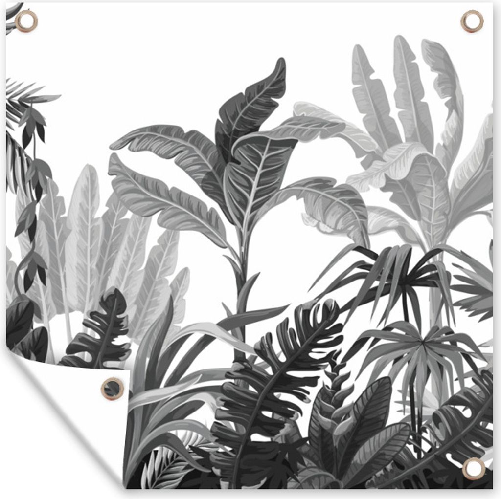 MuchoWow 100x100 cm Outdoor-Poster Gartendeko Sichtschutz Garten Poster für den Garten Dschungel - Blätter - Pflanzen