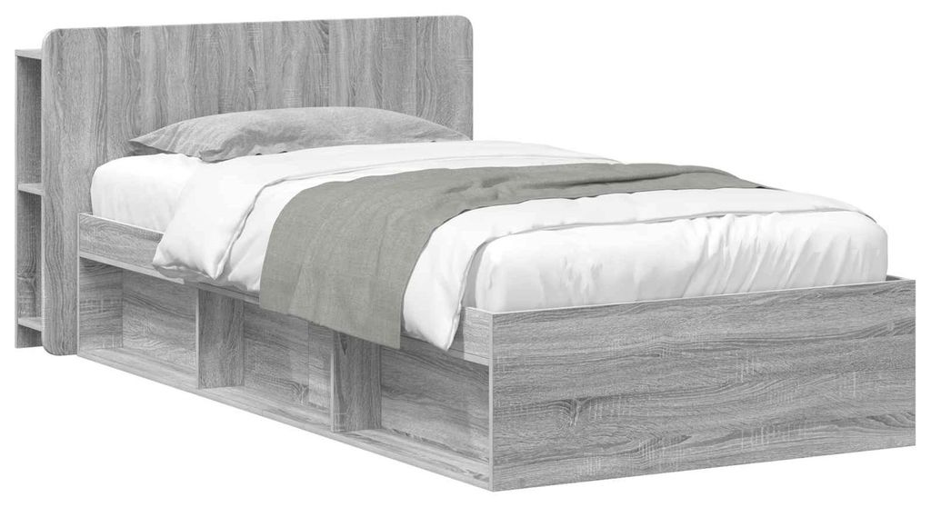 Bettgestell mit Stauraum Grau Sonoma 100 x 200 cm Holzwerkstoff