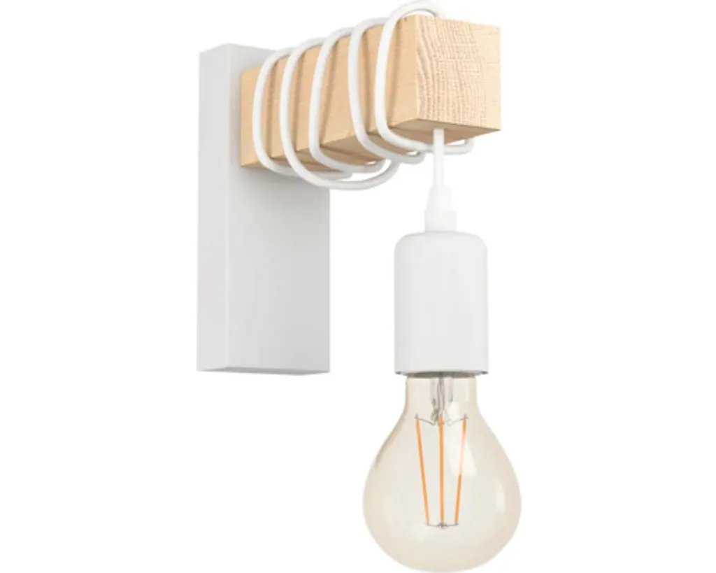 Eglo Townshend 43706 Lampada Parete E27 10W Legno e Bianco Retro