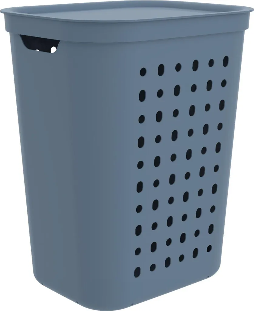 Panier à Linge 55L Rotho Jona Bleu Horizon avec Poignées de Confort