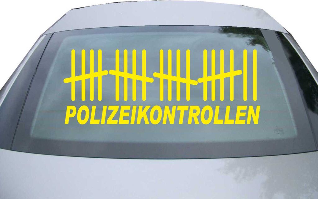 Indigos UG - Aufkleber Heckscheibe & Motorklappe DE2066 - gelb - 600x228 mm - Polizeikontrollen - Auto Scheiben Fenster Heckklappe Tuning Racing JD...