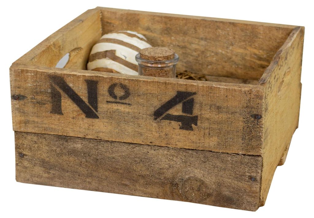 alte Holzkiste Number in verschiedenen Grössen No4 23x21x12cm
