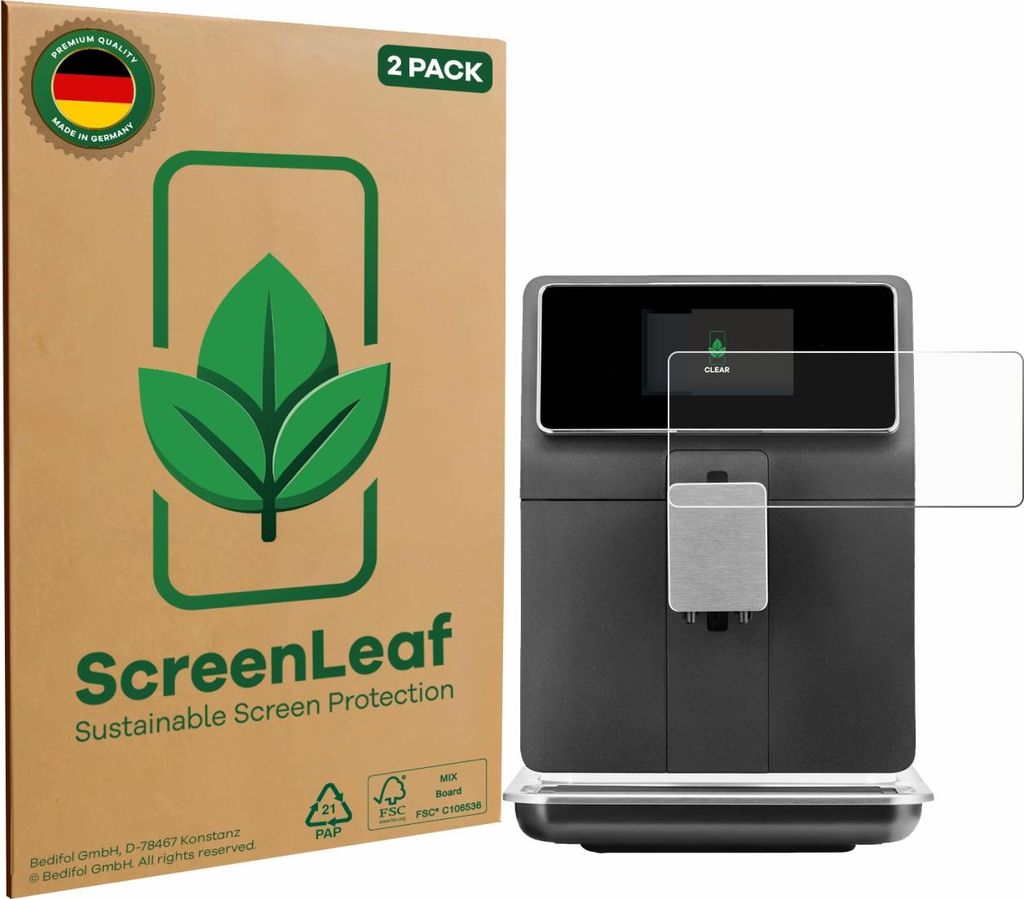 2x ScreenLeaf Schutzfolie für WMF Perfection 860L nachhaltiger Displayschutz Display Schutz Folie Klar Transparent